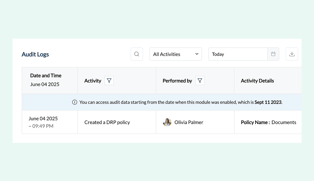 Track audit logs for breaches