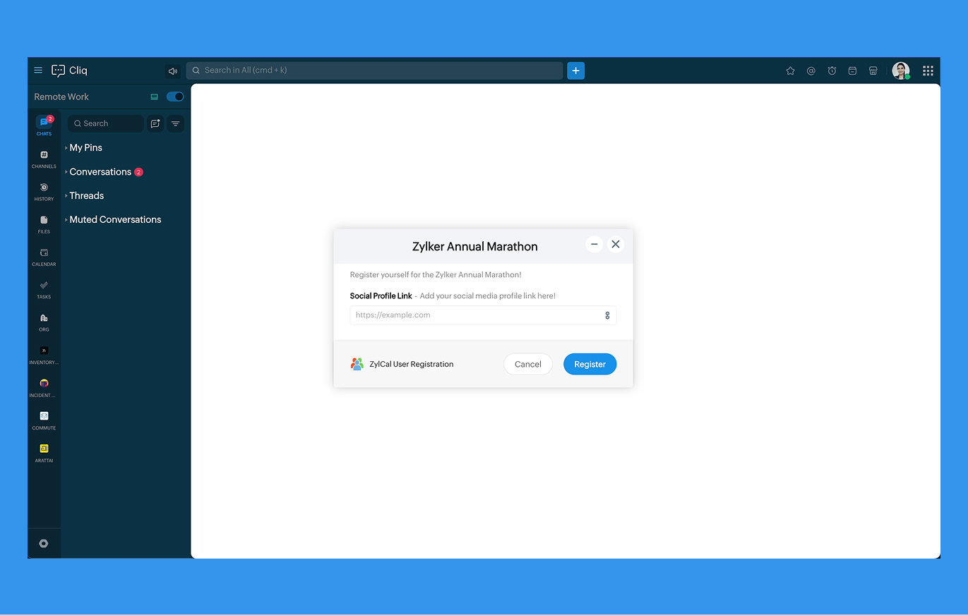 URL form field in Zoho Cliq Forms