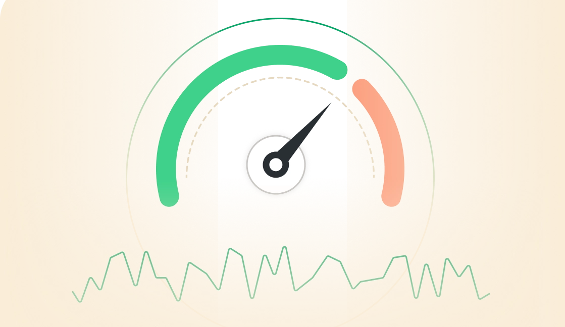 A gauge showing high bandwidth usage with a wavy line graph below.