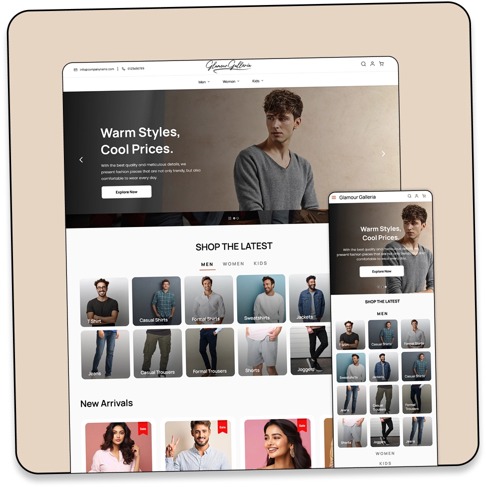 Theme preview showing a Fashion clothing website.
