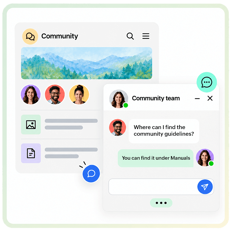 Zoho SalesIQ Answer Bot responding to a member's question