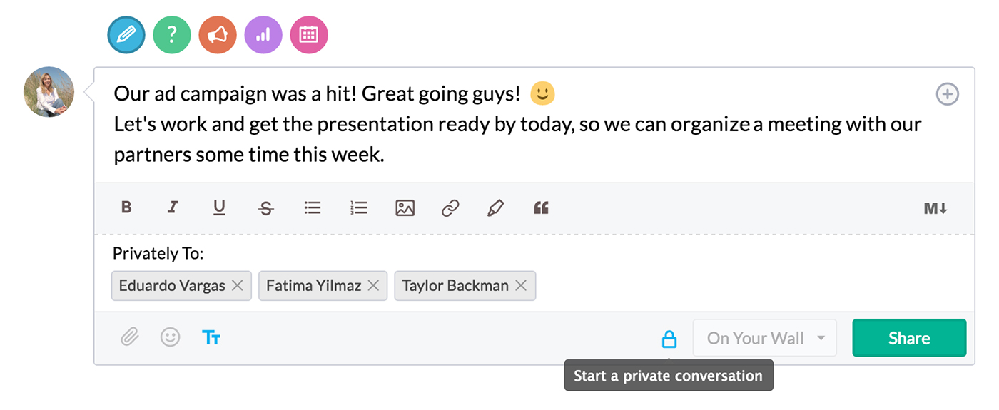 Mantenga informadas a las personas adecuadas.
