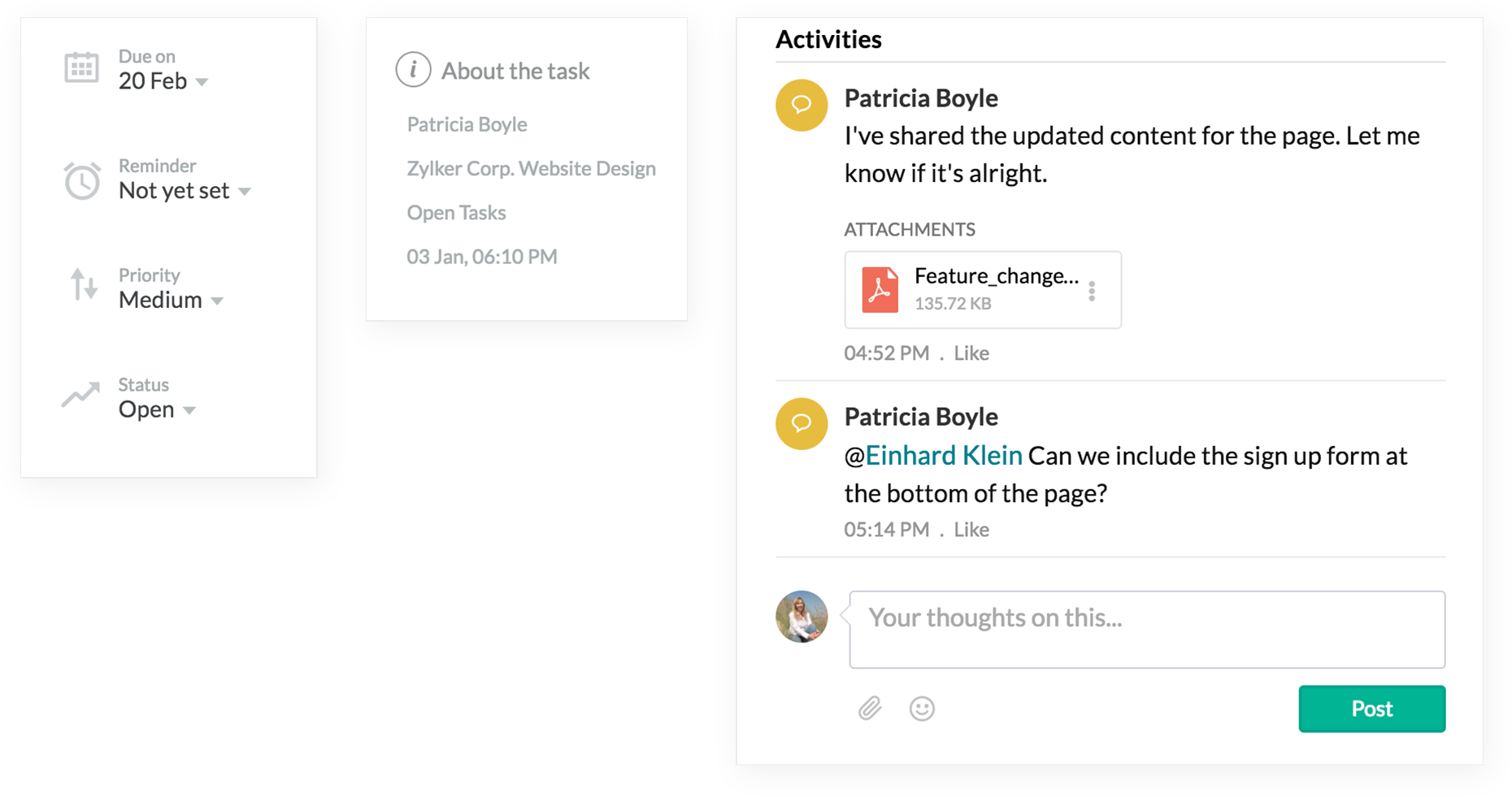 Erhalten Sie den vollkommenen Überblick über eine Aufgabe.