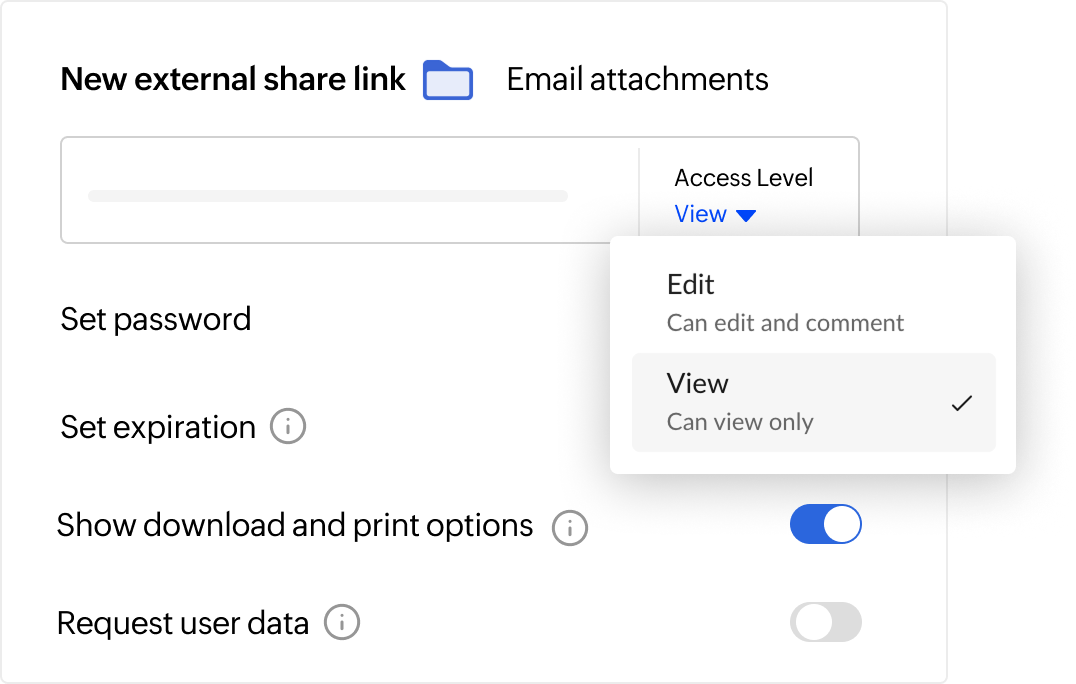 External sharing interface
