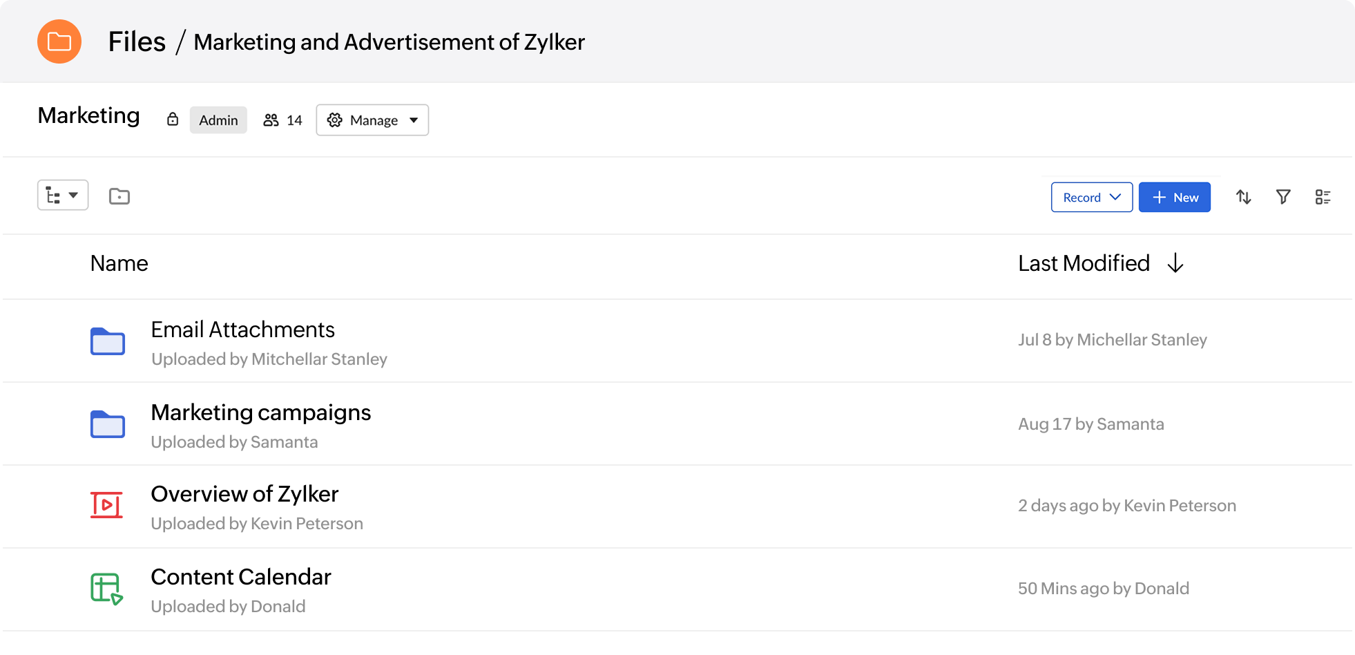File organization interface