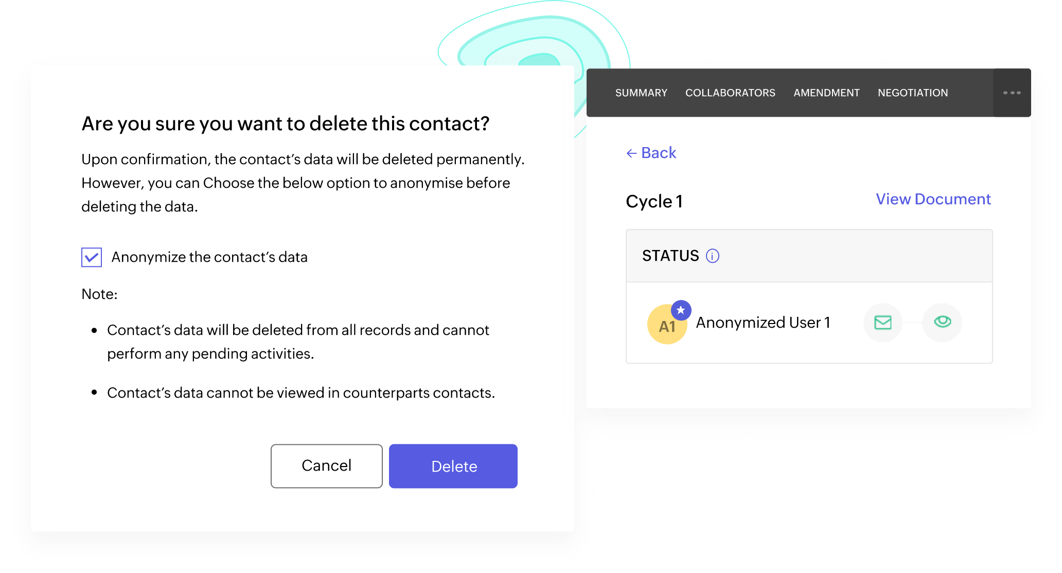 Data protection - anonymize personal data of contacts