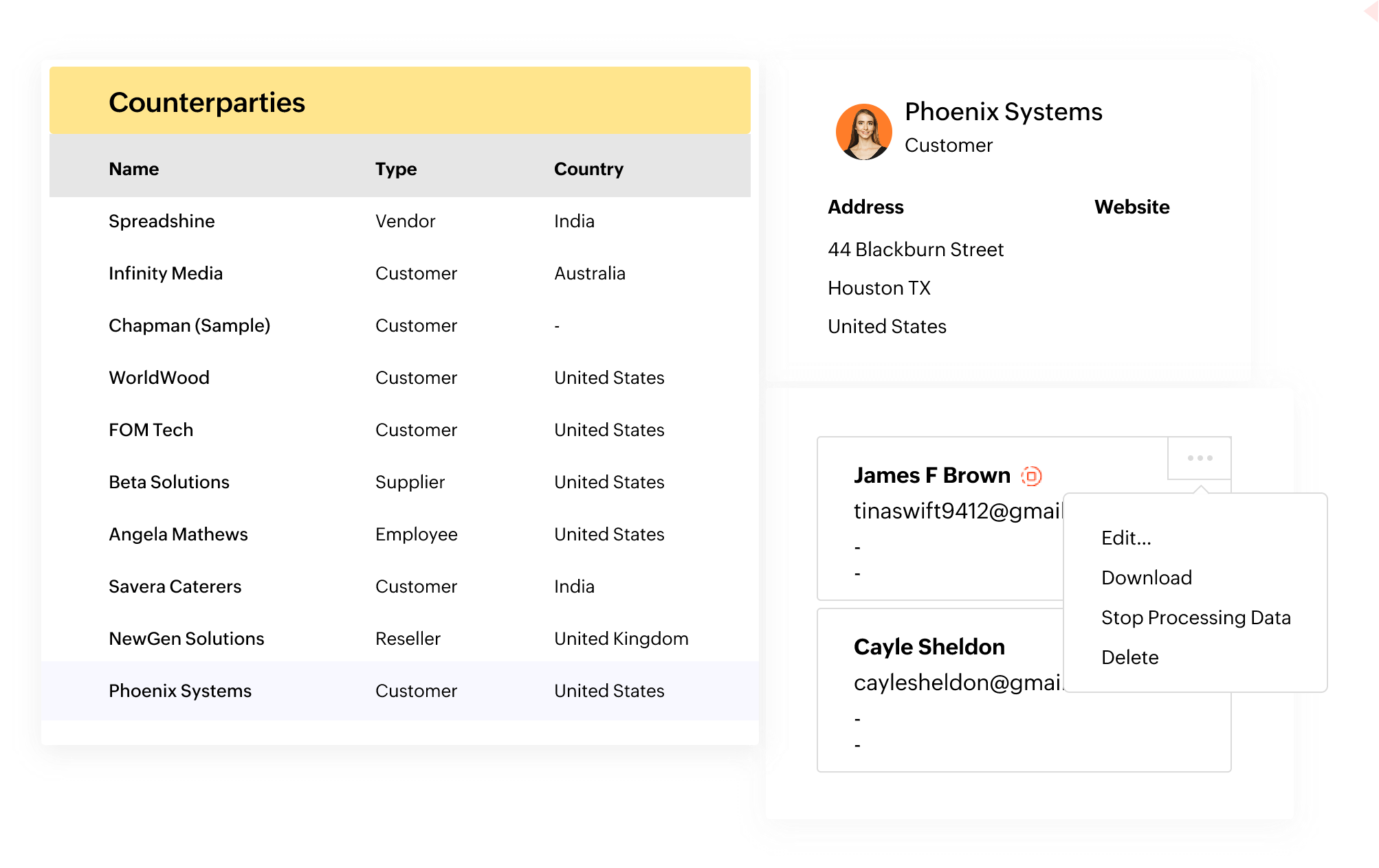 Data protection - stop processing data of contacts