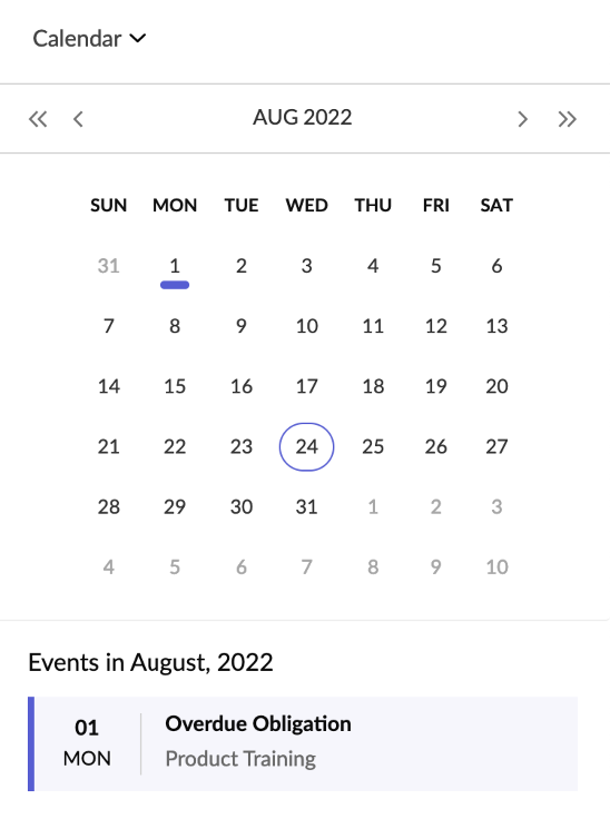 Dashboard Calender