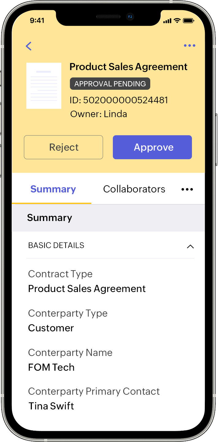 Approve or reject contracts from anywhere