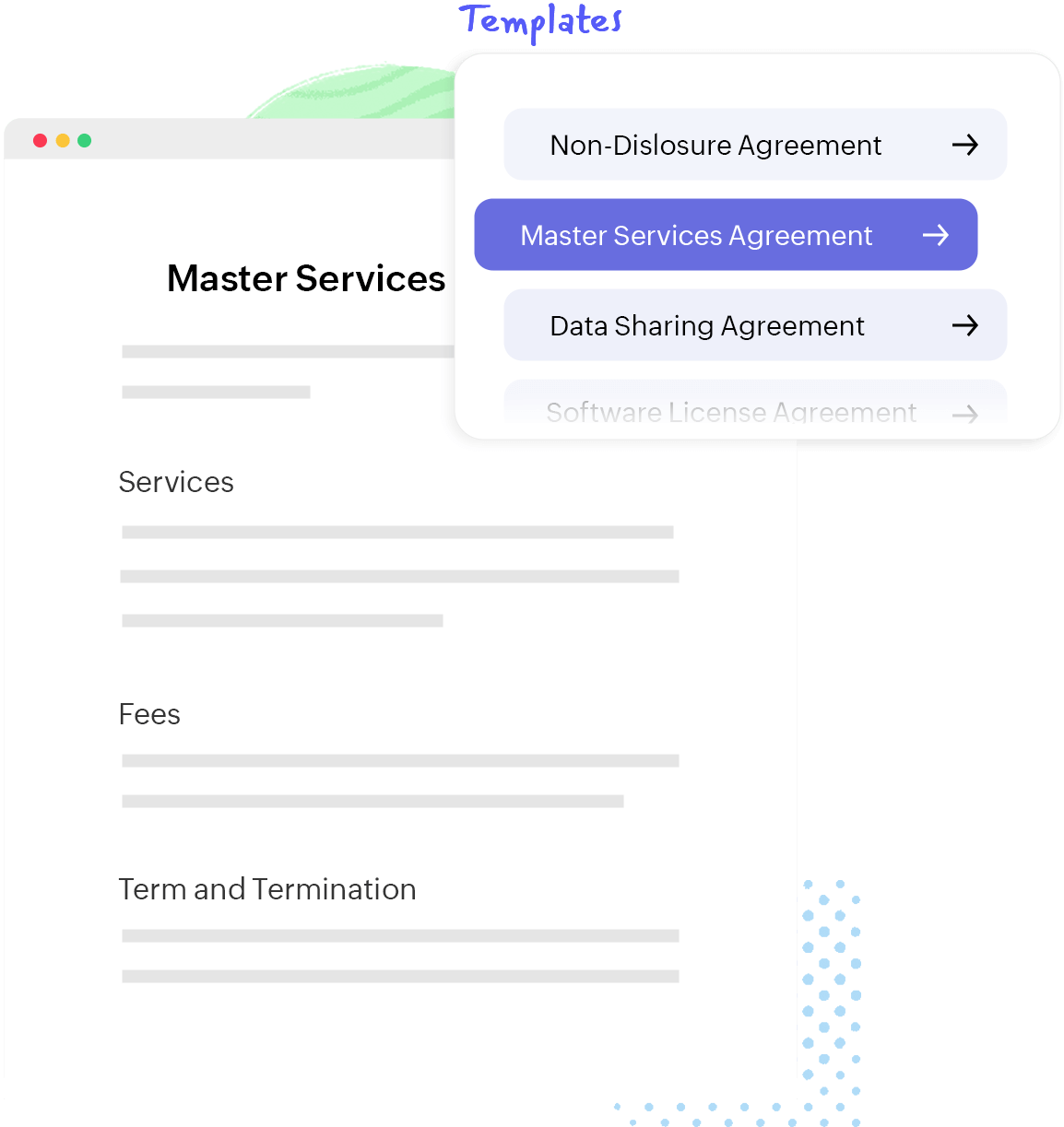 Contract templates and clause library