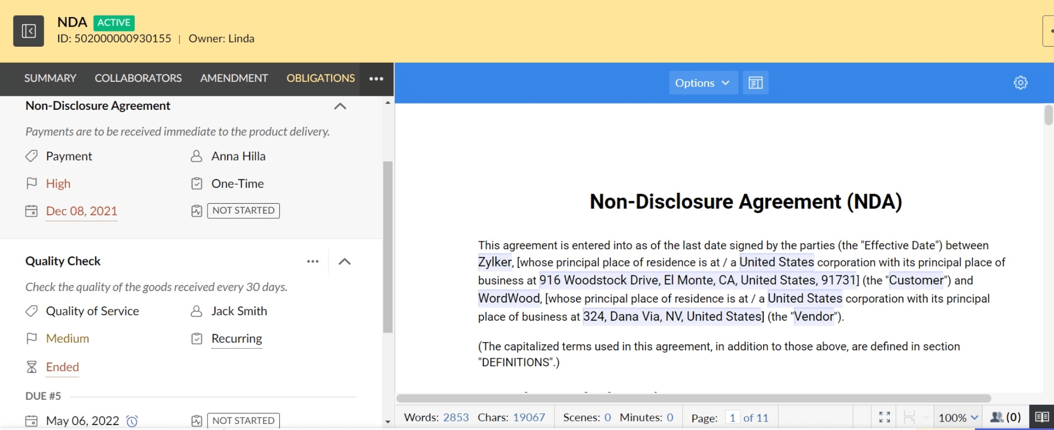 Obligation CLM Tool