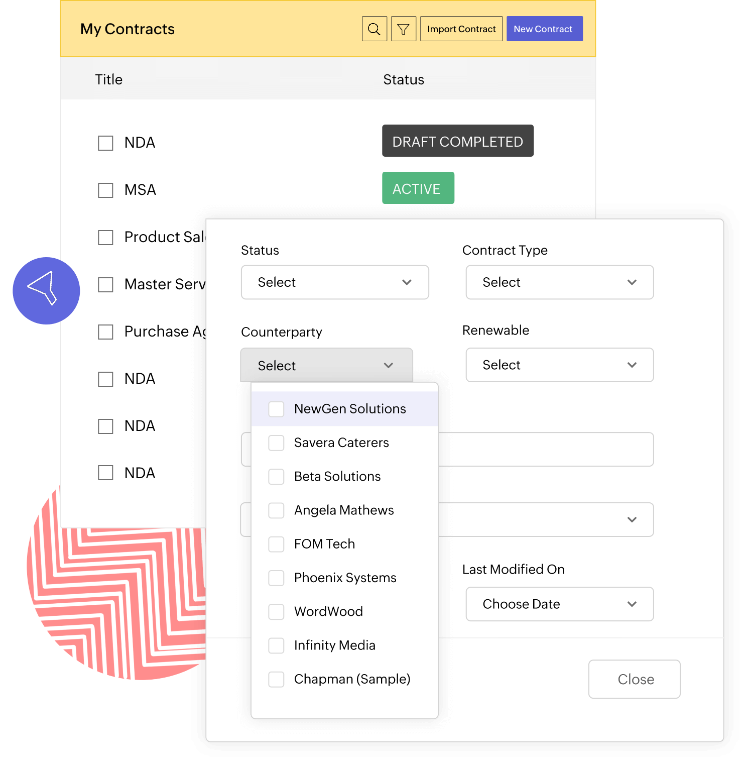 Locate contracts with advanced search features