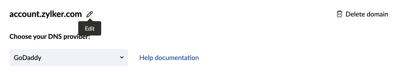 Edit domain name