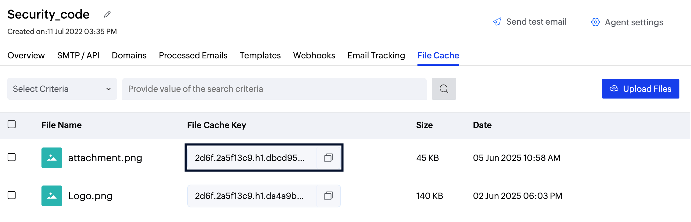 File cache key