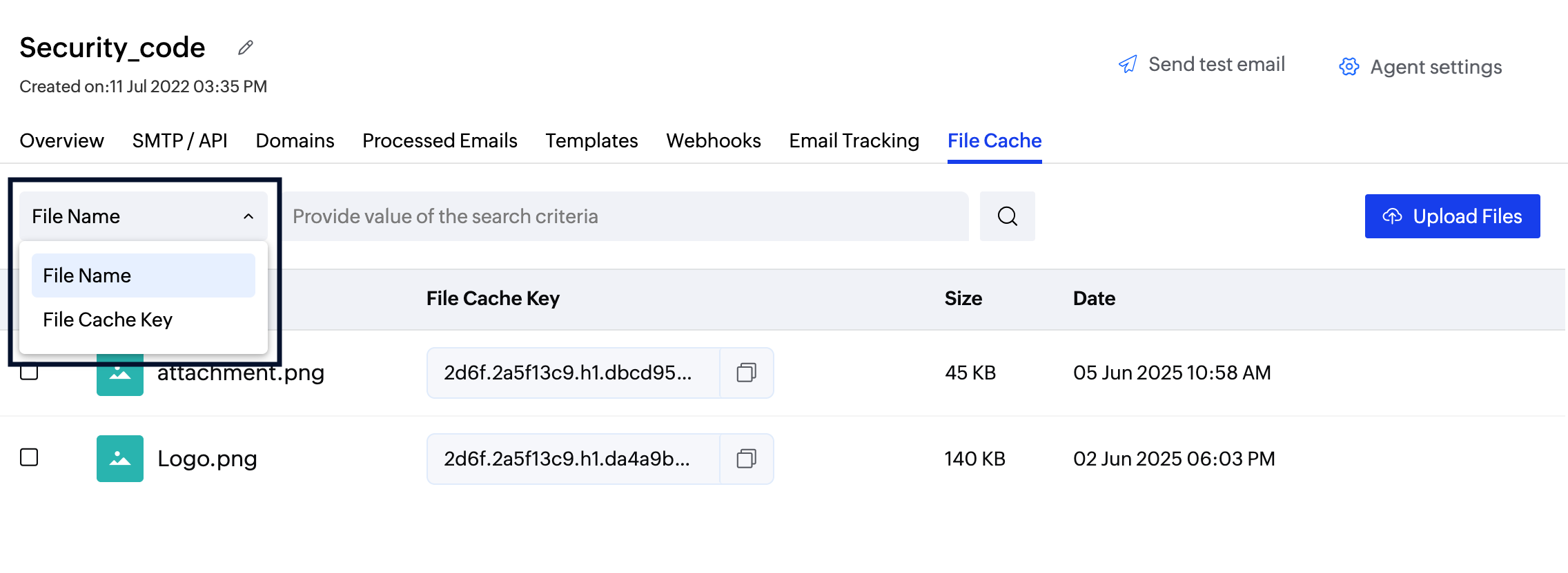Filter file cache