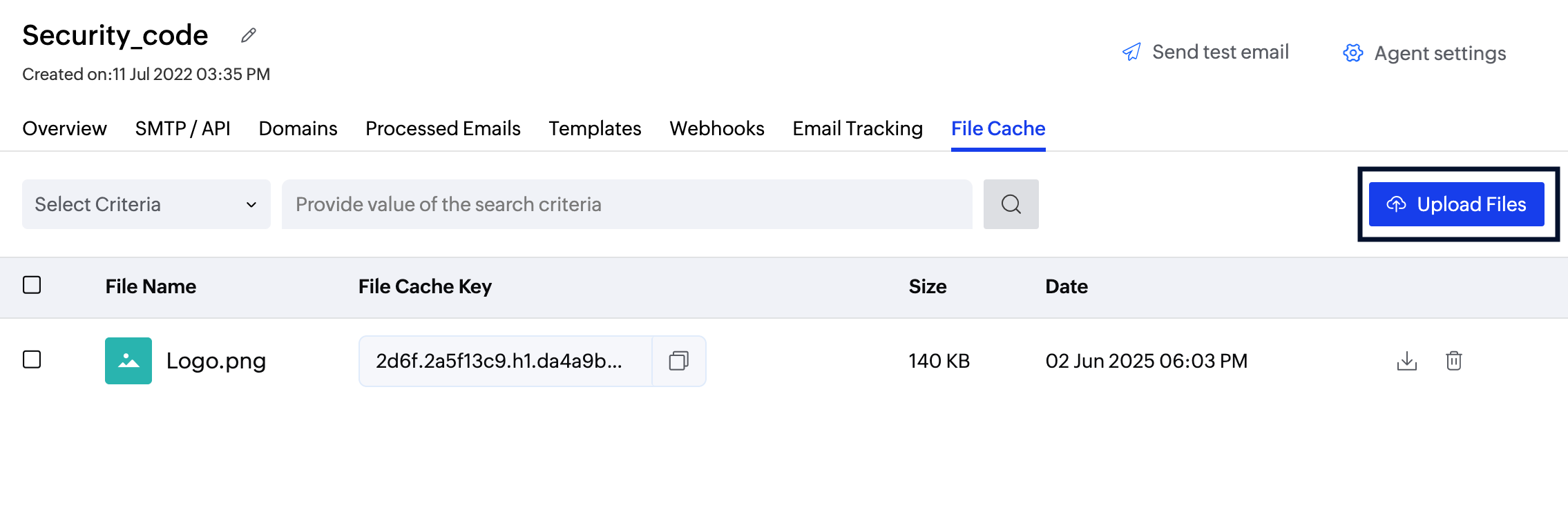 Upload file cache