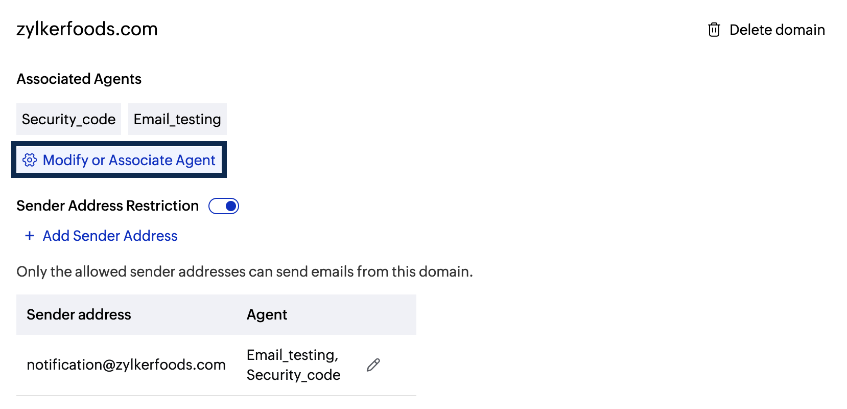 Associate or modify agent Associate or modify agent