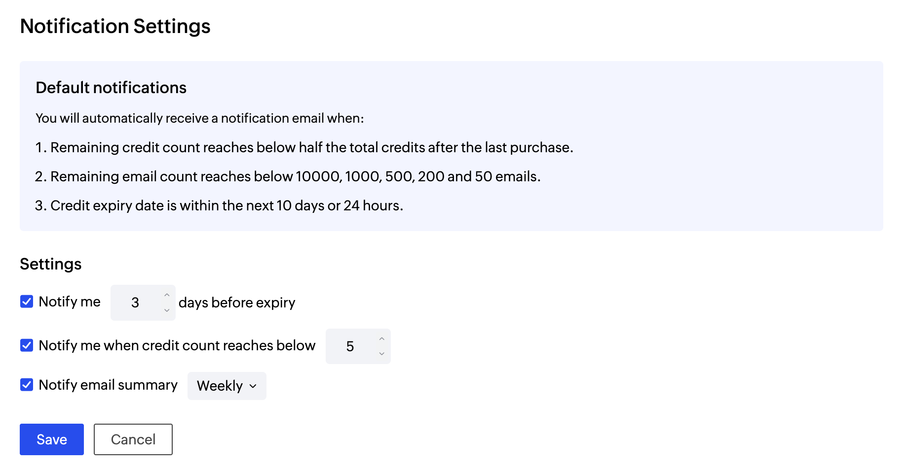 Notification settings