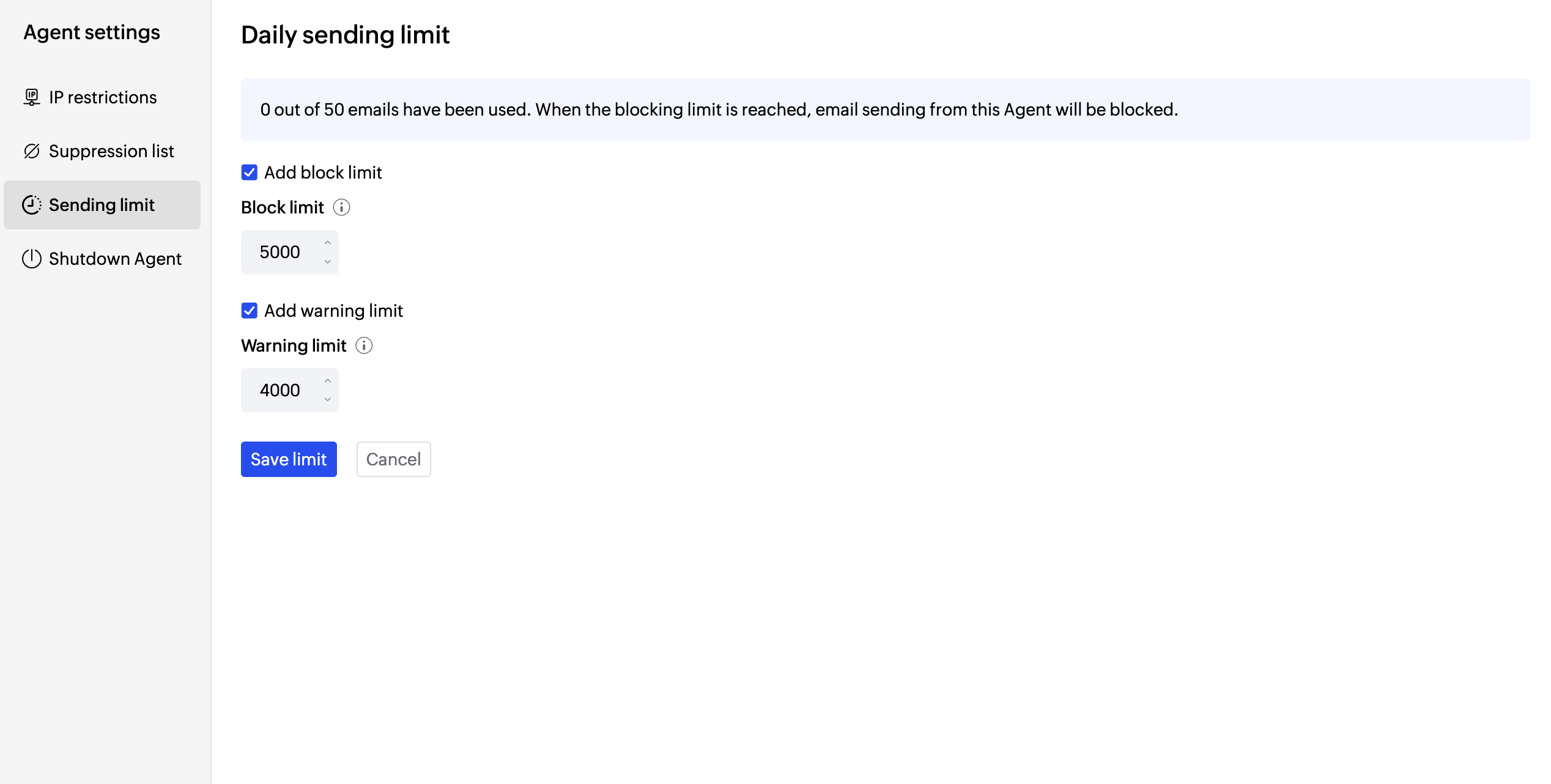 Add sending limit