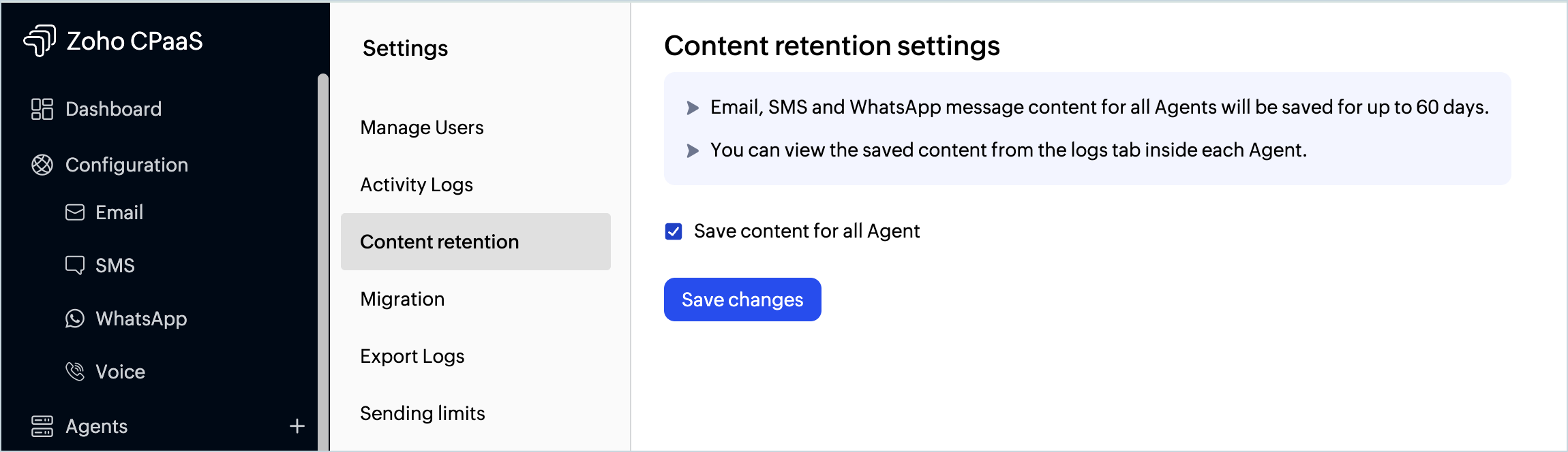 Content retention in cpaas Content retention in cpaas