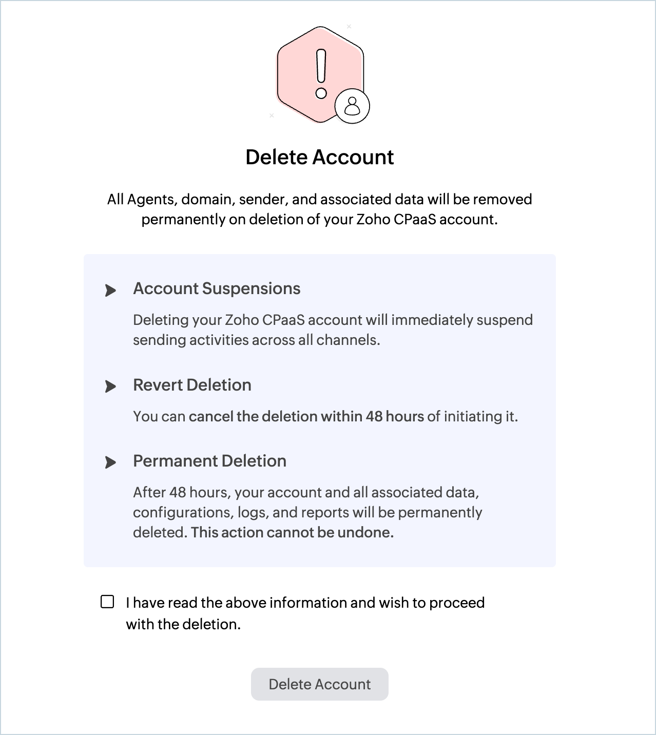 delete cpaas account