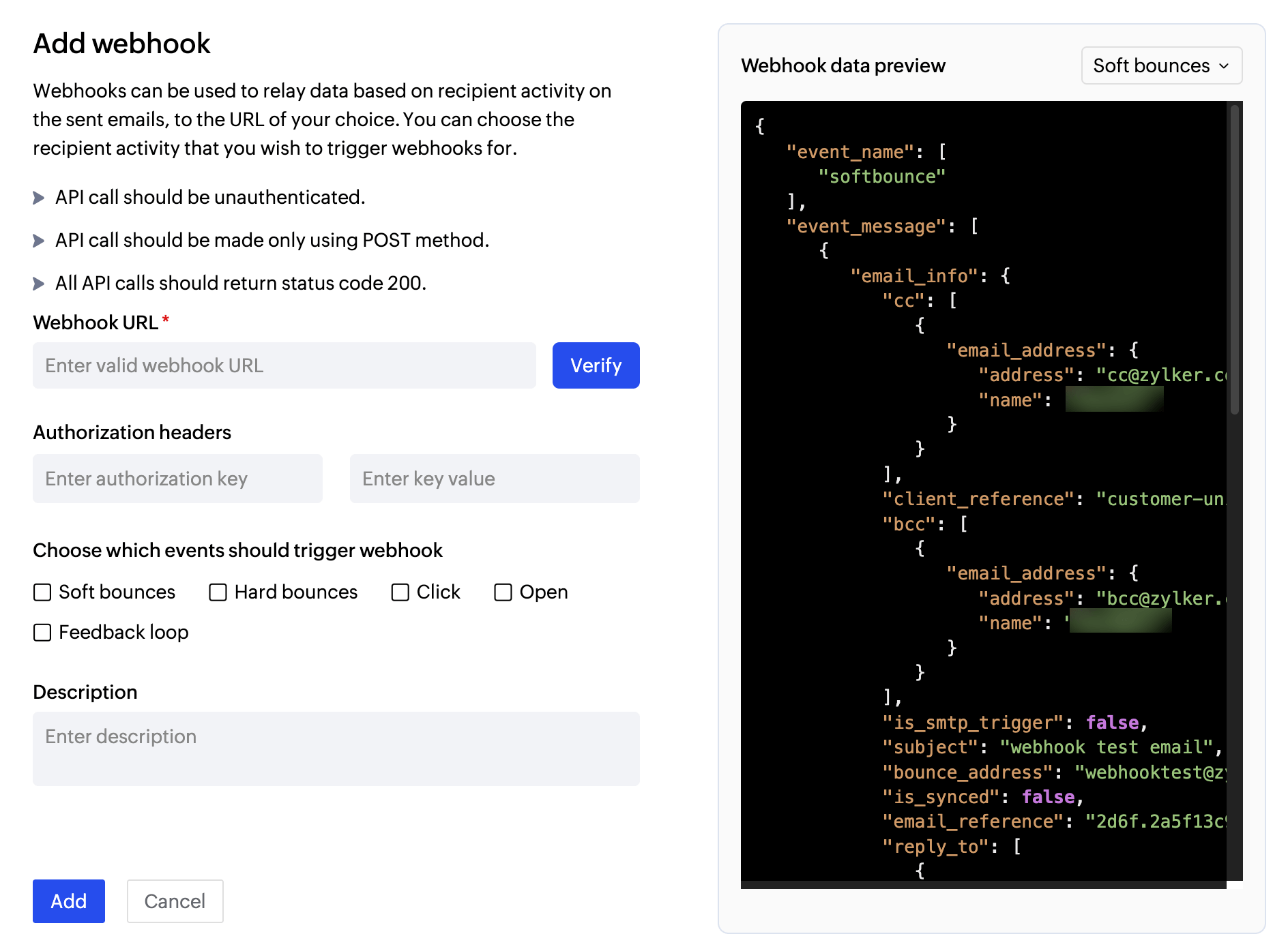 Add webhook data