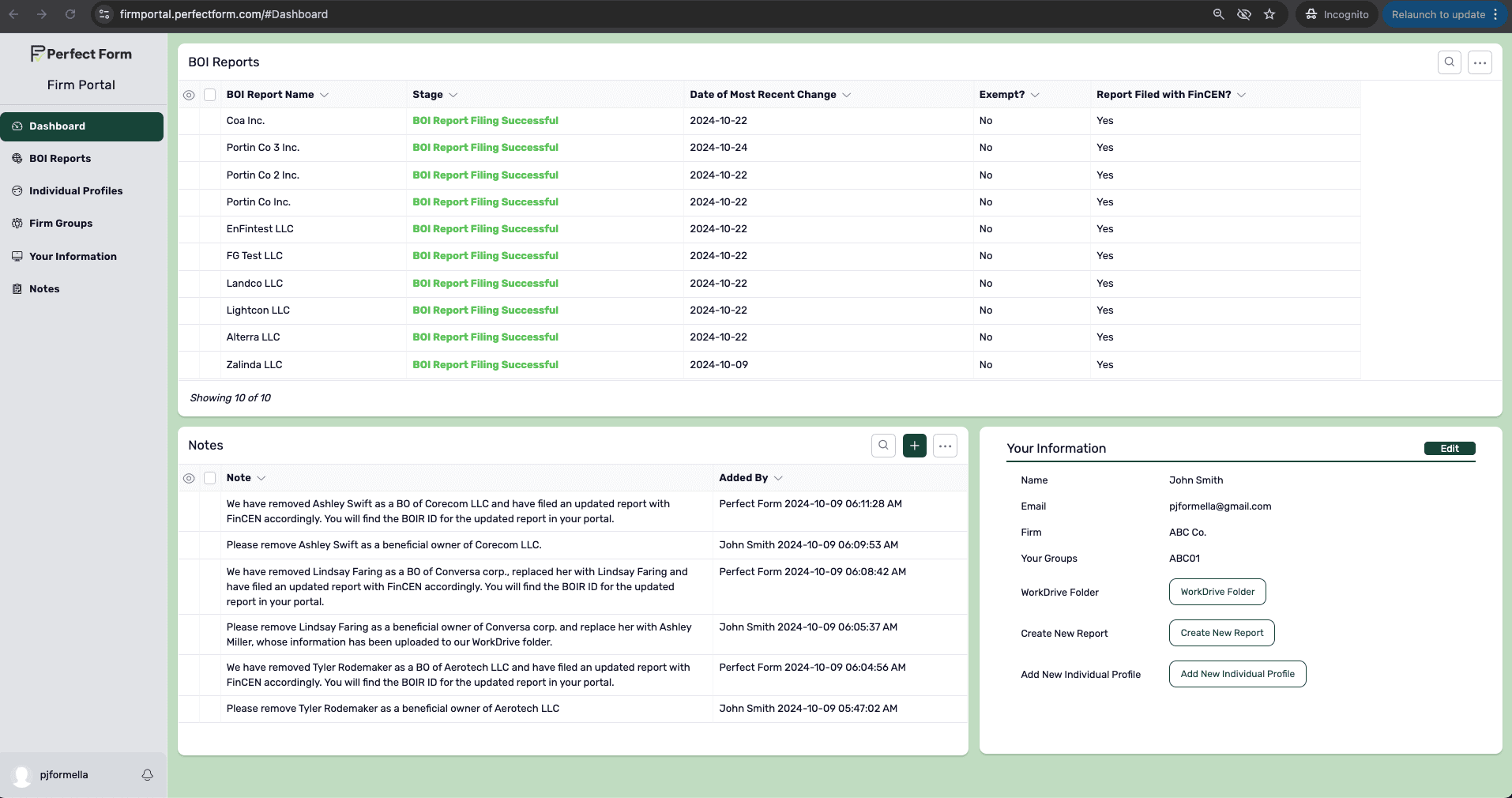 Dashboard and reporting