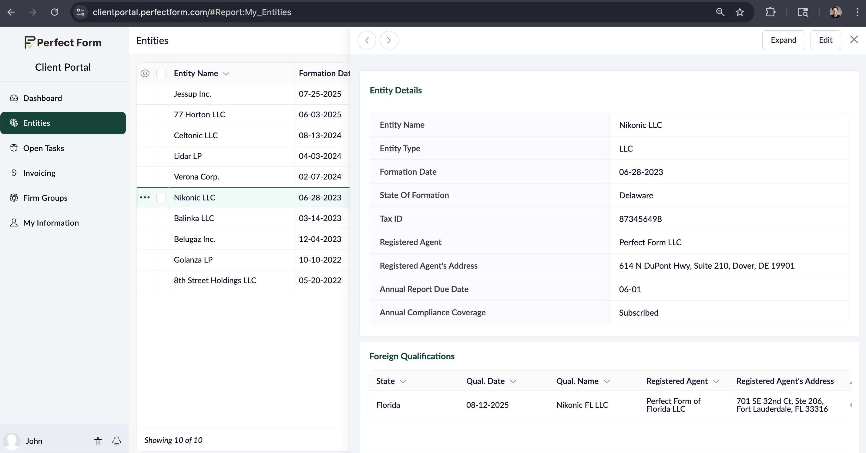 Entity data