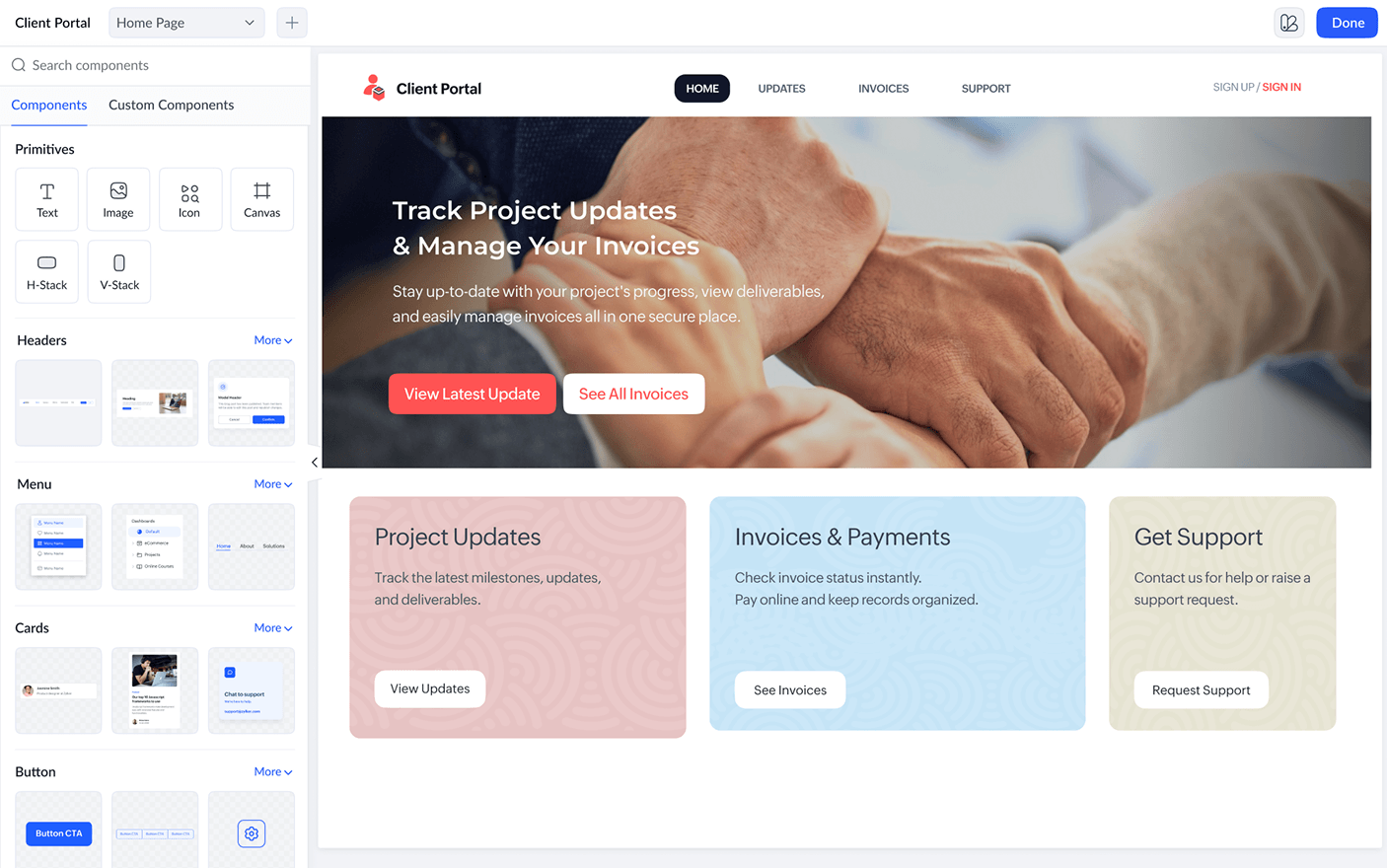 Visual portal builder