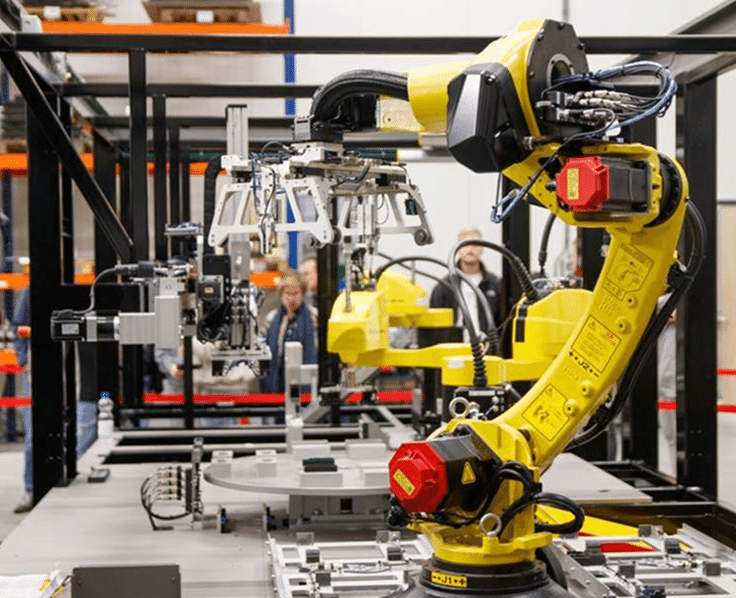 Robotic arm on a manufacturing shop floor