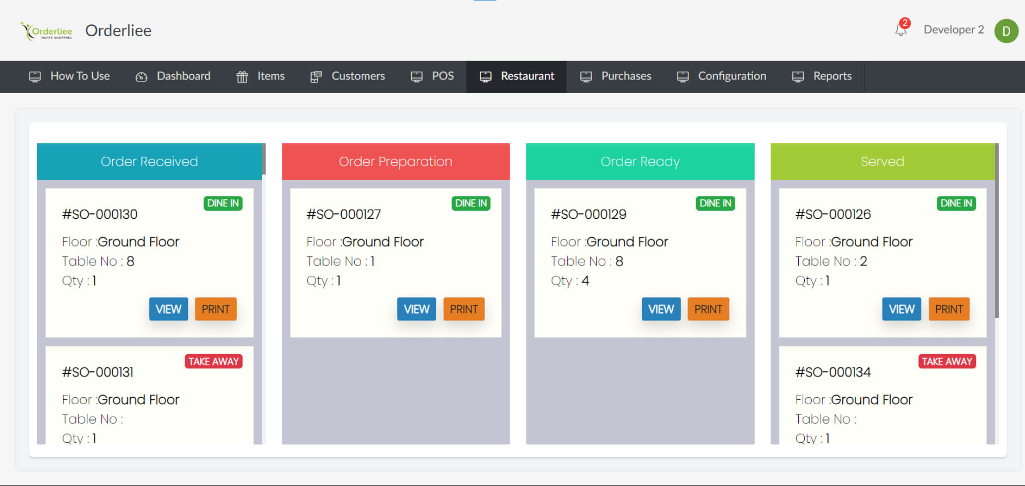 Orderliee kitchen view