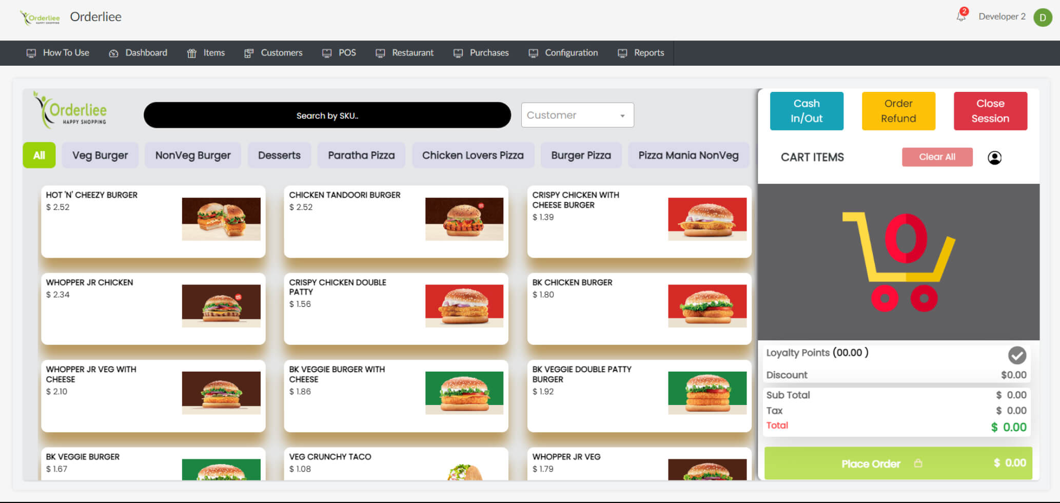 Orderliee cart items