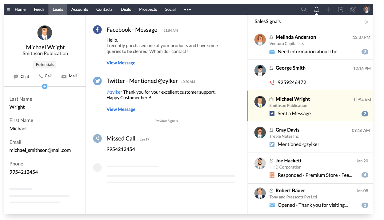 image calling for a demo of zoho crm