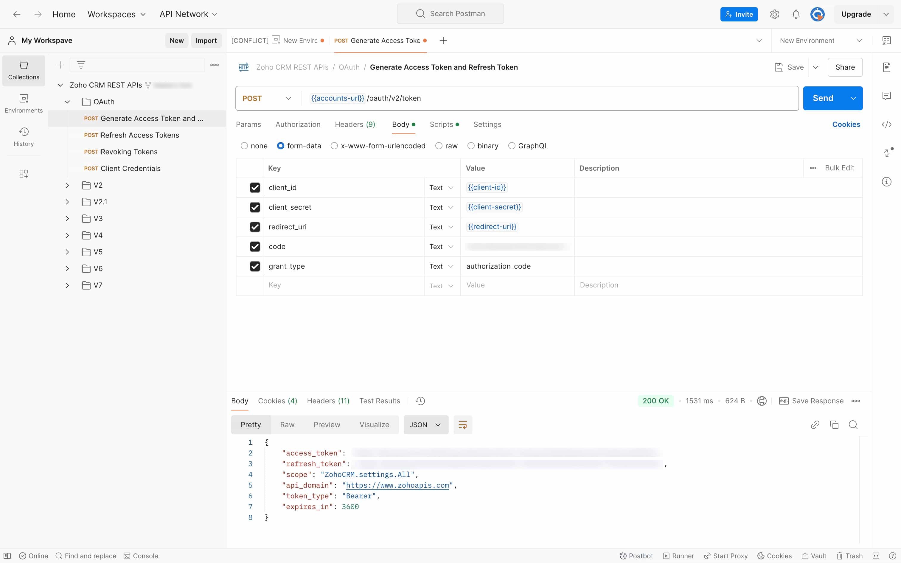 generate access and refresh tokens