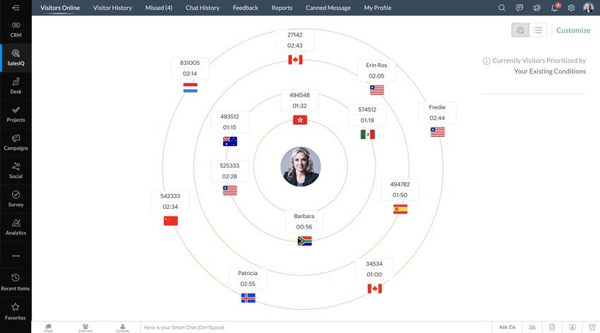 Organize visitors in four concentric rings based on the criteria you set