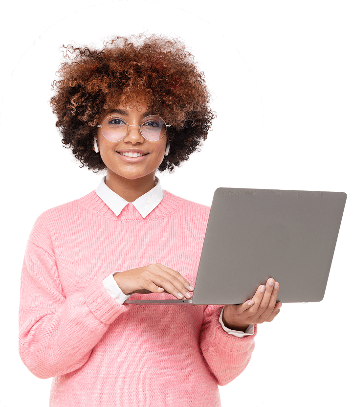 User working on a laptop