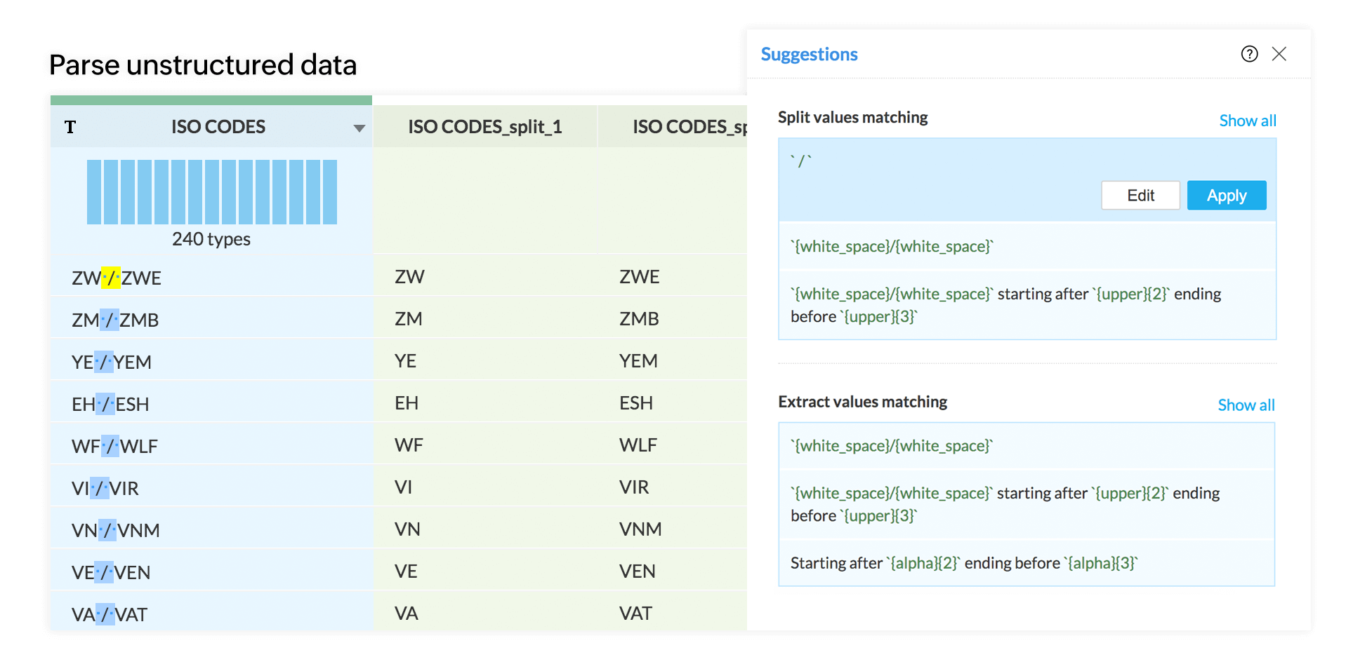 Parse unstructured data - Zoho DataPrep