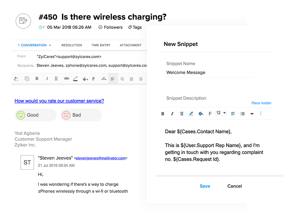 Agent productivity with Zoho Desk