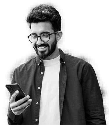 Happy customer chatting with customer support agent