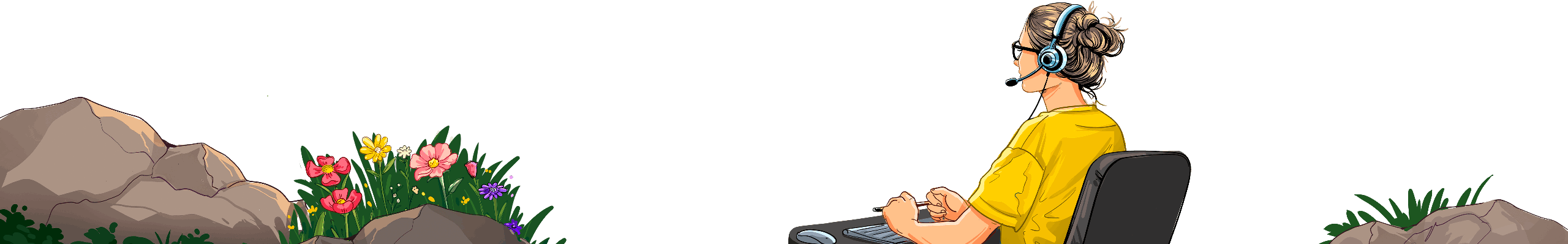 Zoho Desk support agent illustration in hero banner