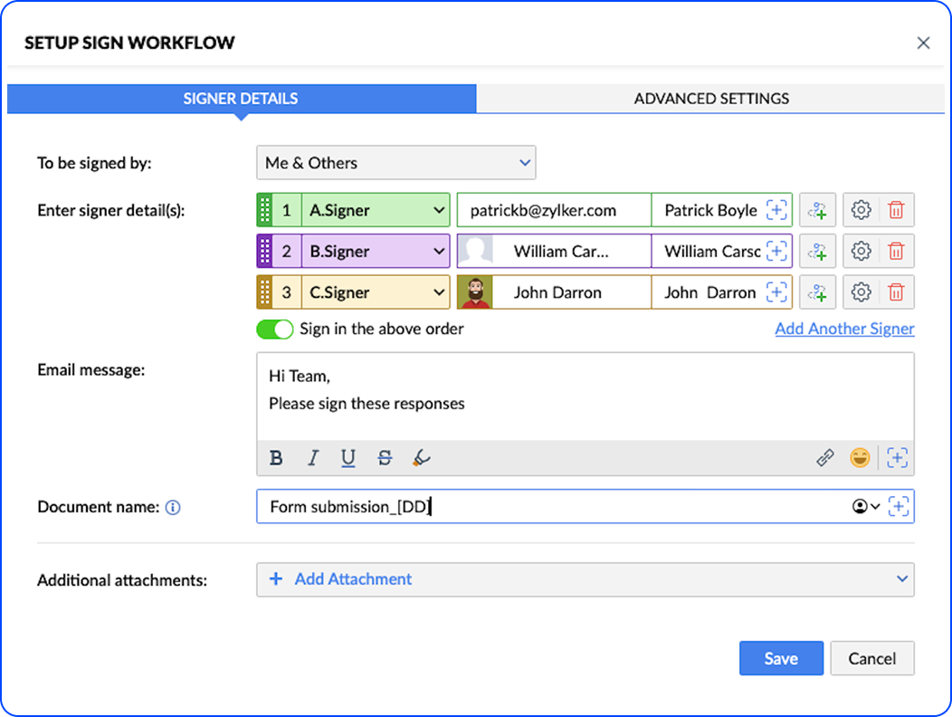 Assign signers dynamically