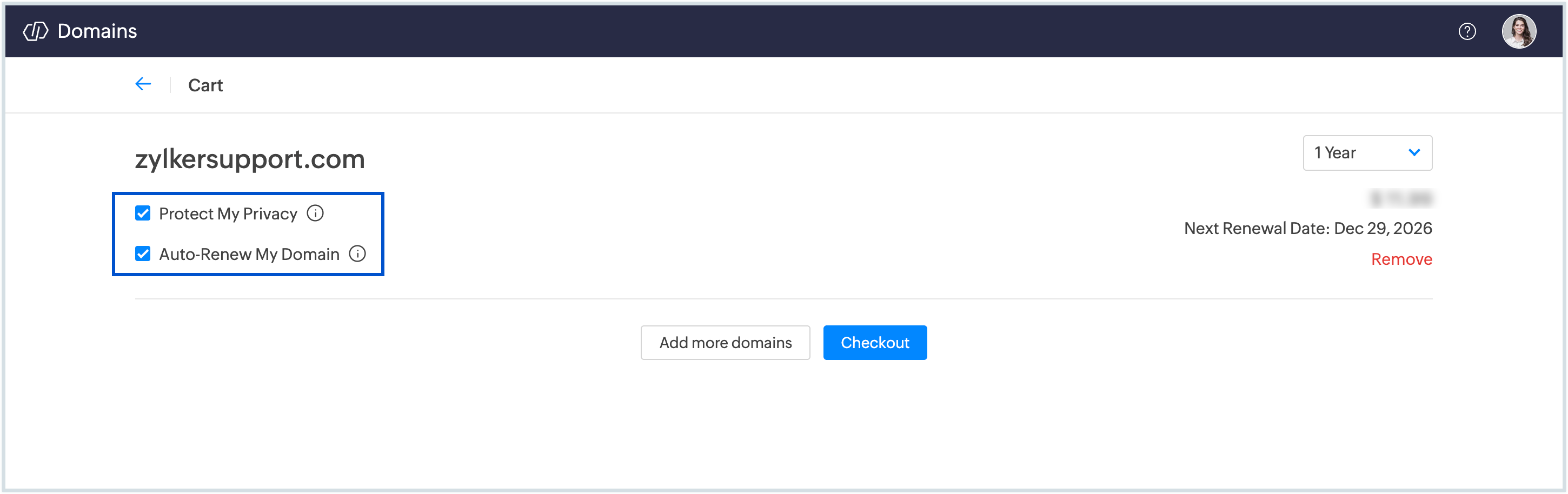 Domain settings Domain settings