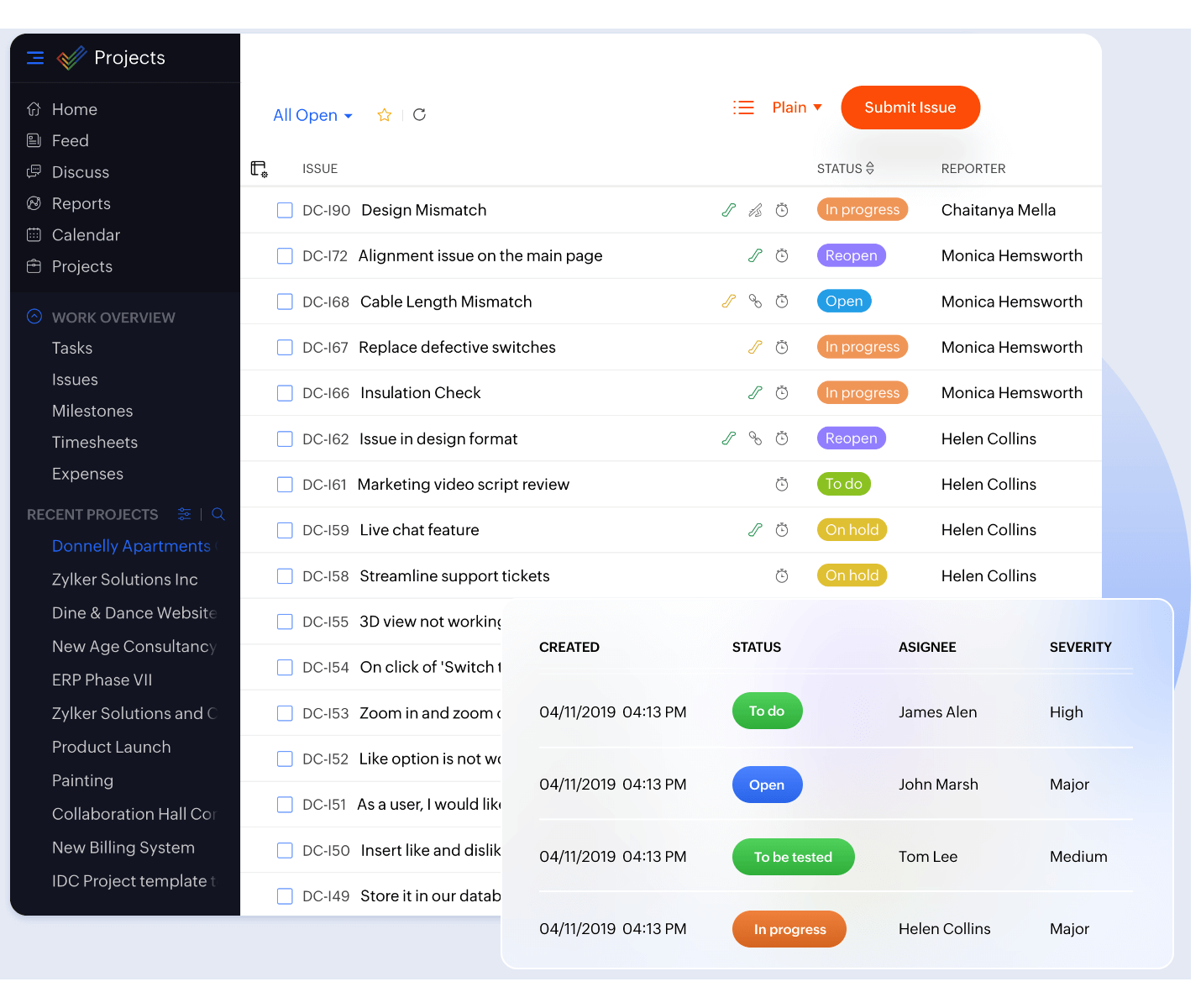 Task assignments and issue tracking