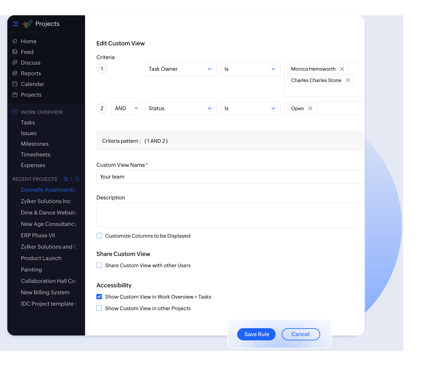 Personal dashboards and custom views