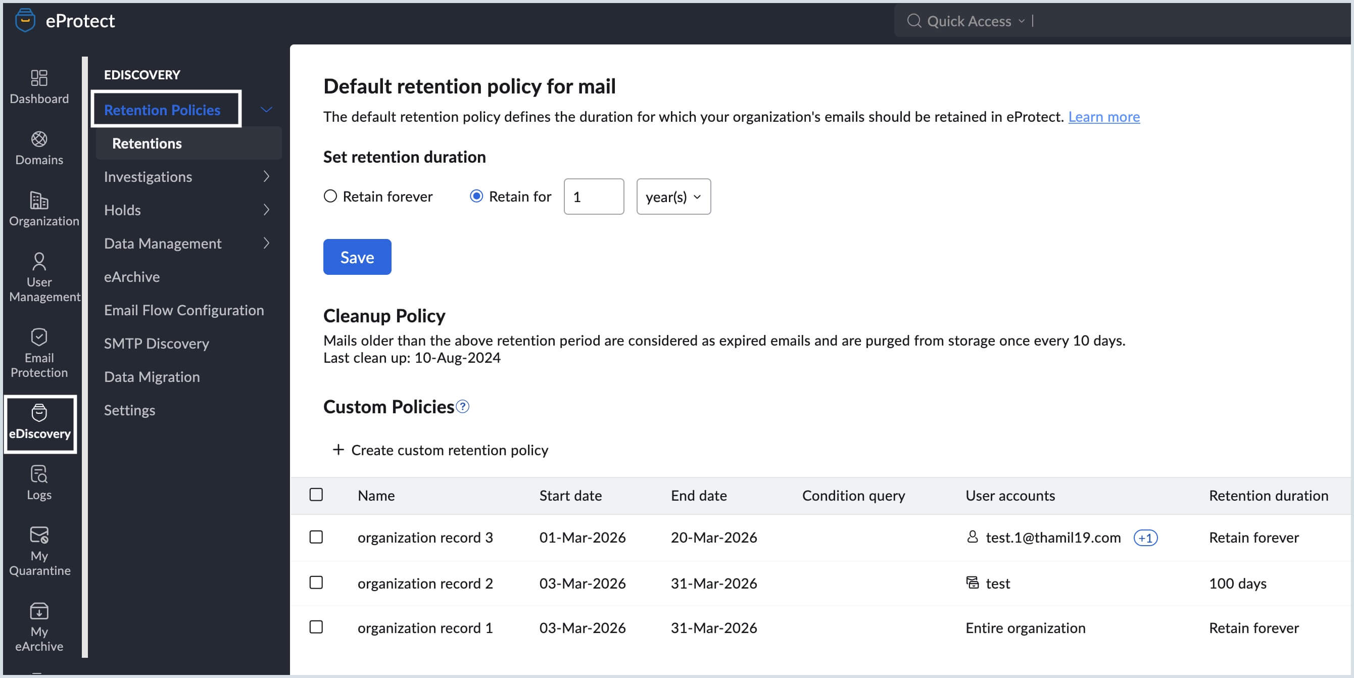 retention policy