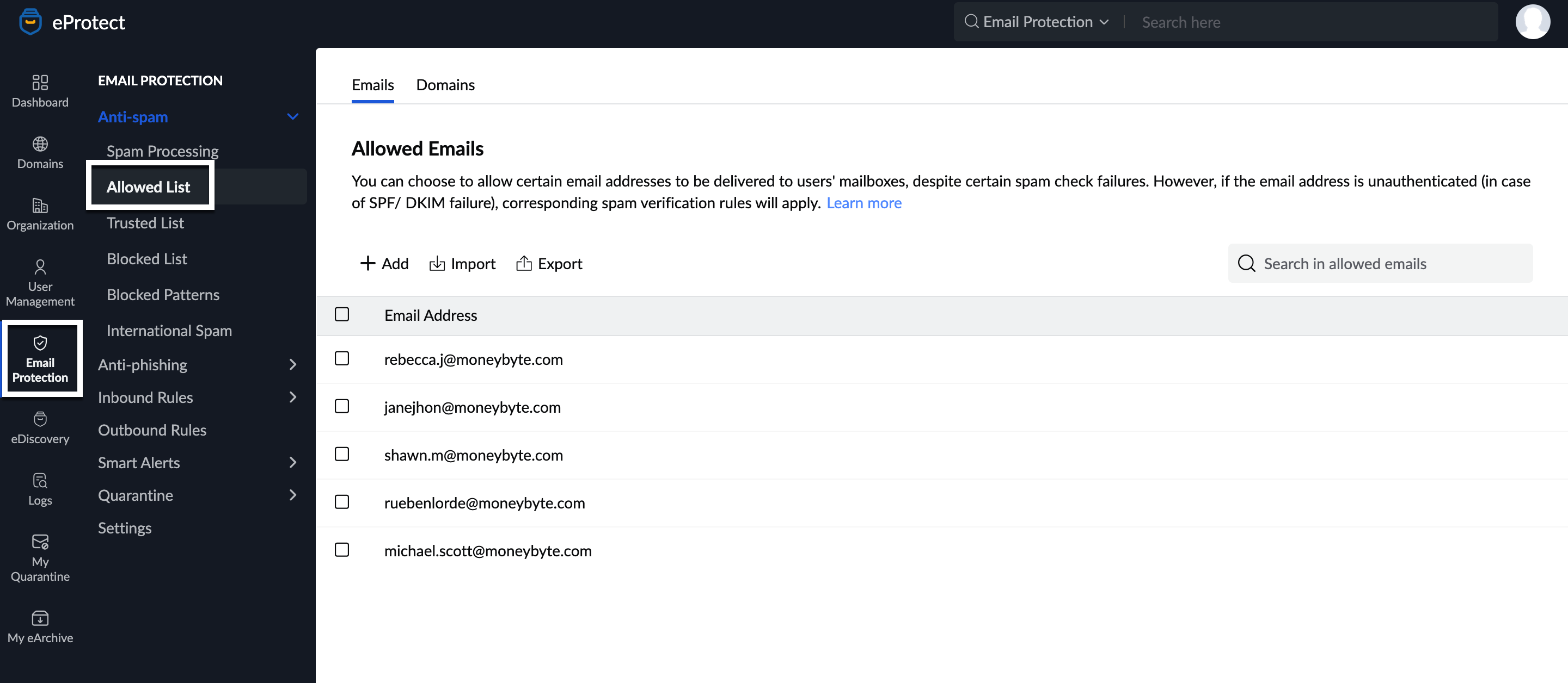 Allowed Email Addresses Allowed Email Addresses