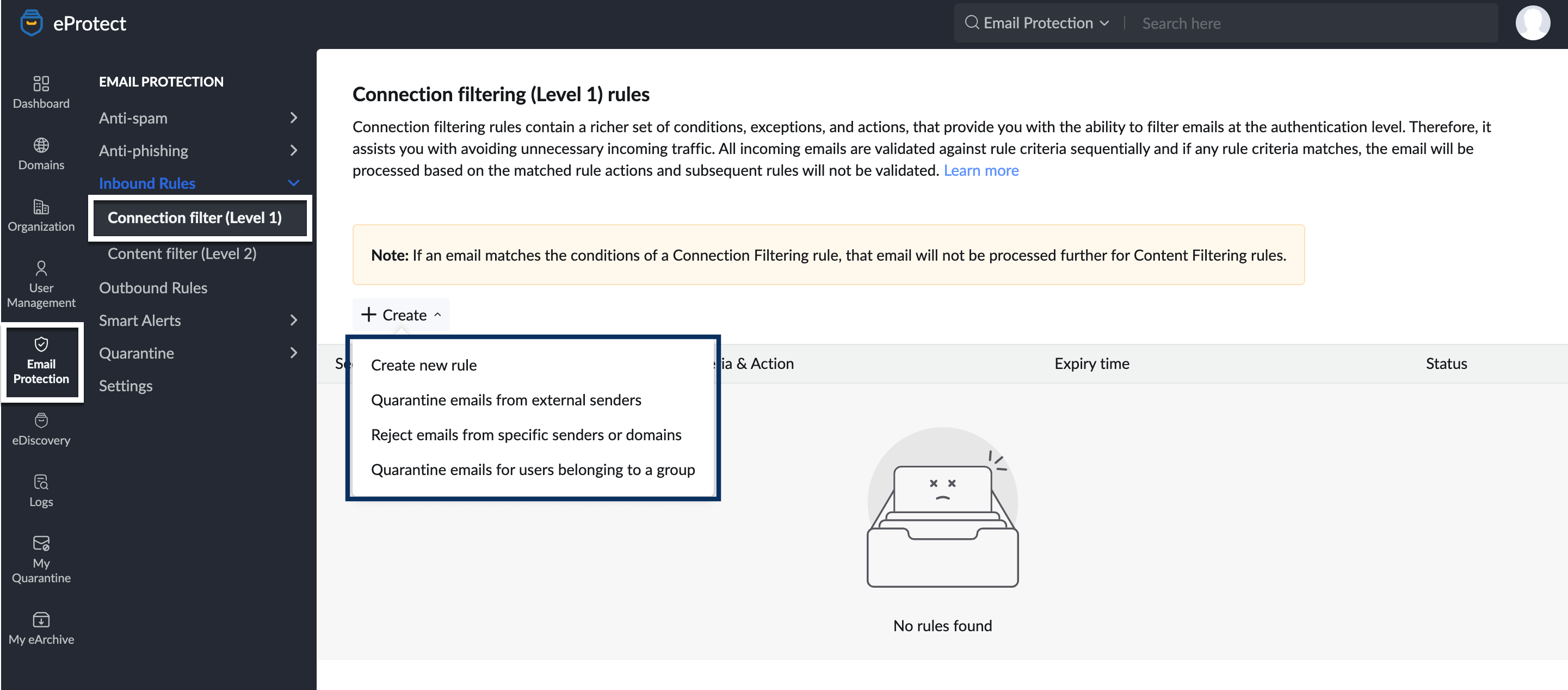 Create Connection Filter Create Connection Filter