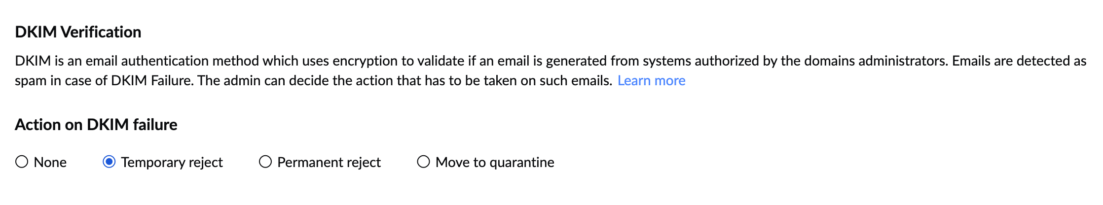 DKIM Verification Settings DKIM Verification Settings