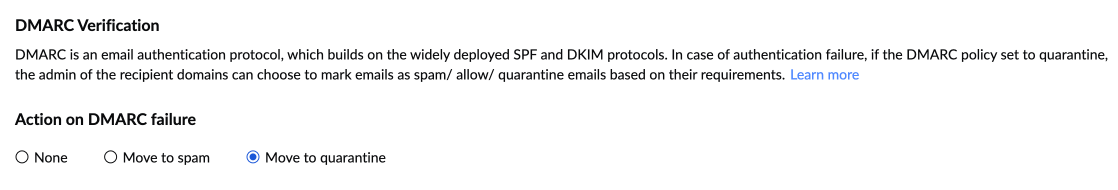 DMARC Verification Settings DMARC Verification Settings