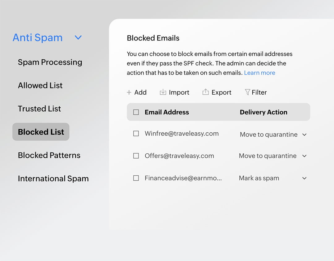 Allowed and blocked lists